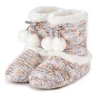 totes Ladies Bobble Knit Bootie Slippers Multi Large (UK 7-8)