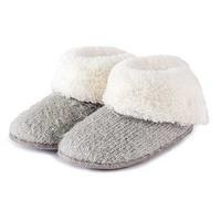 totes Ladies Lurex Sequin Knit Boot Slippers Grey Small (UK 3-4)