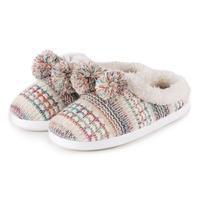 totes ladies bright knit mule slippers pastel large uk 7 8