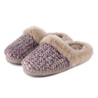 totes Ladies Lurex Knit Mule Slippers Purple/Gold Small (UK 3-4)