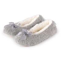 totes ladies lurex sequin knit ballet slippers grey large uk 7 8