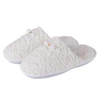 totes Ladies Textured Fur Mule Slippers Cream Large (UK 7-8)