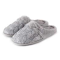 totes Ladies Cable Knit Mule Slippers Grey Large (UK 7-8)