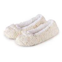 totes ladies lurex sequin knit ballet slippers cream large uk 7 8