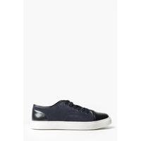 toe cap lace up trainers navy