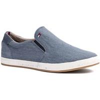 tommy hilfiger fm0fm00409 slip on man blue mens slip ons shoes in blue