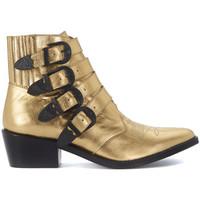 toga pulla golden leather texan womens low ankle boots in gold