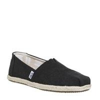 Toms Seasonal Classic Slip On WASHED BLACK CANVAS ROPE SOLE