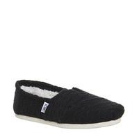 Toms Seasonal Classic Slip On BLACK CABLE KNIT SHEARLING