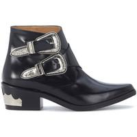 toga pulla texan in black brushed leather womens low ankle boots in bl ...