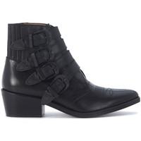 Toga Pulla Texan in black leather with opaque black buckles women\'s Low Ankle Boots in black
