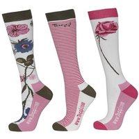 Toggi Medfield Ladies Three Pack of Socks Floral Design Carnation