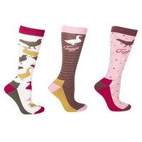 Toggi Zarina Ladies Three Pack of Socks Bird Design Coulis