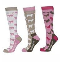 Toggi Providence Ladies Three Pack of Socks Farmyard Animal Design Vanilla