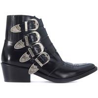 toga pulla shiny black leather texan womens low ankle boots in black