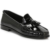 Tower Womens Black Patent Leather Tassel Loafers women\'s Loafers / Casual Shoes in multicolour