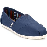 Toms Womens Navy Canvas Classic Espadrilles women\'s Slip-ons (Shoes) in blue