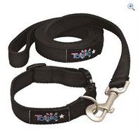 tottie dog collar and lead set size s colour black