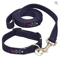 tottie dog collar and lead set size s colour navy