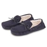 totes Mens Suedette Moccasin Slippers Navy Large (UK 10-11)