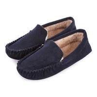 totes Mens Cord Moccasin Slippers Navy Large (UK 10-11)