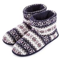 totes Mens Fair Isle Knit Bootie Slippers Multi Small (UK 7-8)