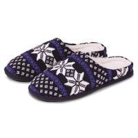 totes Mens Fair Isle Knit Mule Slippers Fairisle Large (UK 10-11)