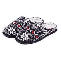 totes Mens Fair Isle Mule Slippers Black with Red Inner Medium (UK 9-10)