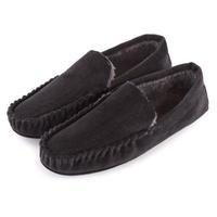 totes Mens Cord Moccasin Slippers Black Medium (UK 8-9)