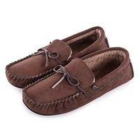 totes Mens Suedette Moccasin Slippers Chocolate Small (UK 7-8)