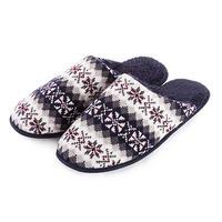 totes mens fair isle knit mule slippers multi large uk 10 11