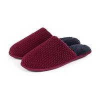 totes Mens Textured Mule Slippers Berry Large (UK 10-11)