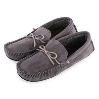 totes Mens Suedette Moccasin Slippers Grey Large (UK 10-11)