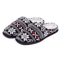 totes mens fair isle mule slippers black with red inner small uk 7 8