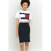 tommy hilfiger 90s bodycon logo waistband skirt navy