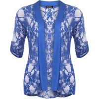 tori lace short sleeve cardigan electric blue