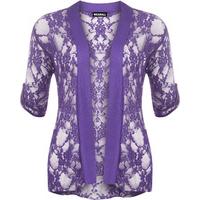 Tori Lace Short Sleeve Cardigan - Purple