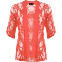 Tori Lace Short Sleeve Cardigan - Coral