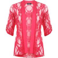 Tori Lace Short Sleeve Cardigan - Cerise