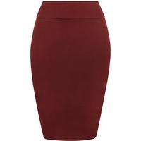 Tonya Basic Bodycon High Waisted Pencil Midi Skirt - Wine