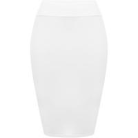 Tonya Basic Bodycon High Waisted Pencil Midi Skirt - White