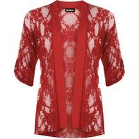 Tori Lace Short Sleeve Cardigan - Red