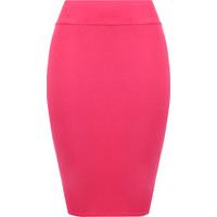 Tonya Basic Bodycon High Waisted Pencil Midi Skirt - Cerise