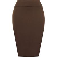 tonya basic bodycon high waisted pencil midi skirt dark brown