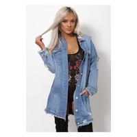 tona vintage style distressed oversized denim jacket