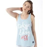 tokyo laundry womens kore logo printed vest cashmere blue