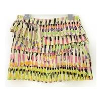 Topshop Size 10 Pink, Green, Orange Abstract Print Mini Skirt
