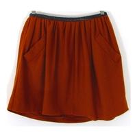 Topshop Size 12 Caramel Brown Wool Blend Mini Skirt