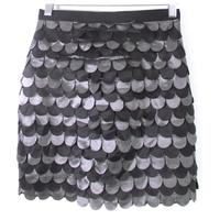Topshop Size 6 Metallic Grey And Black Scalloped Layered Skirt