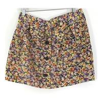 Topshop Size 12 Black, Pastel Yellow And Light Pink Skirt With Bow Detail